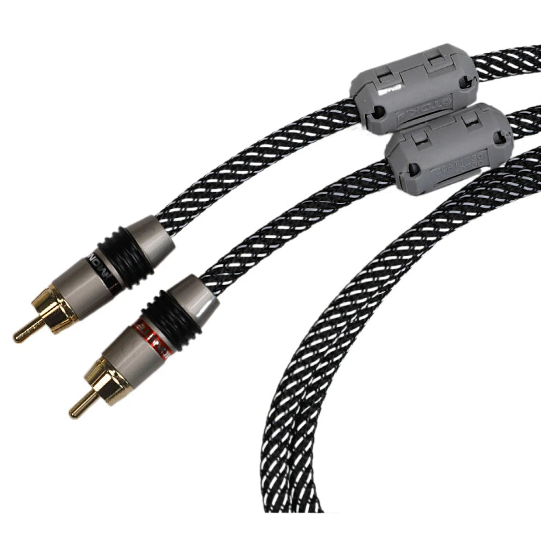 1 pair 5N OFC RCA audio cable  fever audio signal wire transmission filter magnetic ring