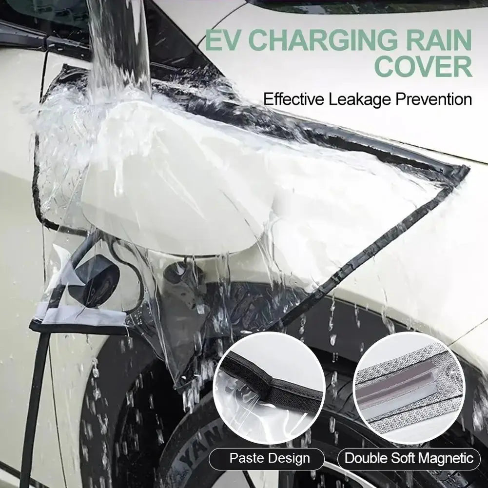 Electric Vehicle Charger Port Rainproof Cover, Waterproof PVC Plug Cover With Magnetic Stripe, Universal Fit For All EVs C5X1