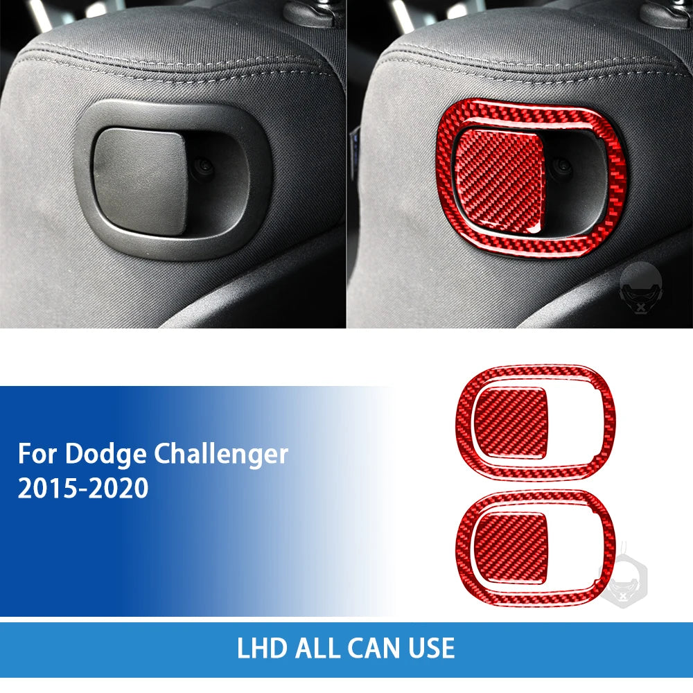 For Dodge Challenger 2015 2016 2017 2018 2019 2020 Accessories Carbon Fiber Car Interior Seat Back Panel Trim Sticker