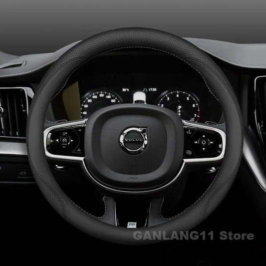 Leather Car Steering Wheel Cover For Volvo XC60 XC40 XC90 Anti-slip Auto Steering Wheel Cover Volvo XC60 Accessories