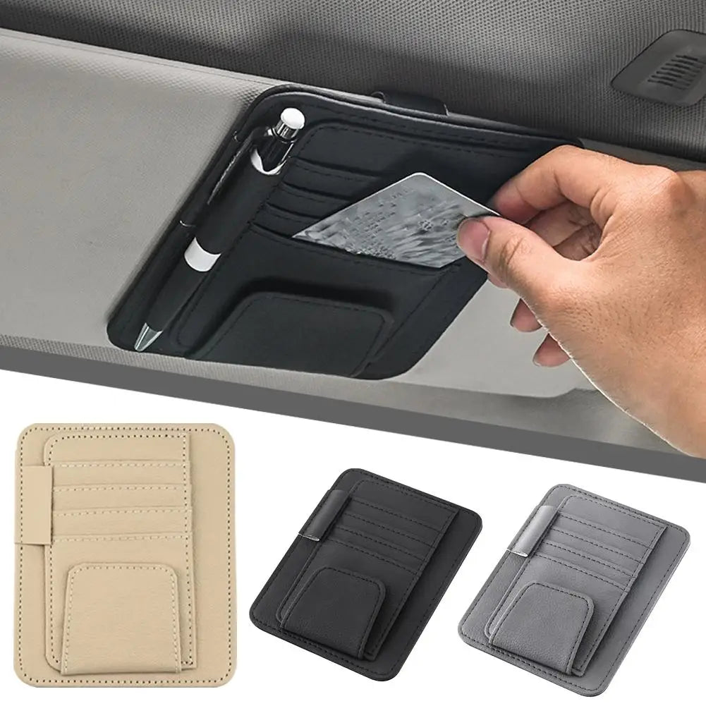 Car Sun Visor Organizer Multi-Pocket Auto Interior Accessories Pocket Organizer Car Document Storage Pouch Pen Holder