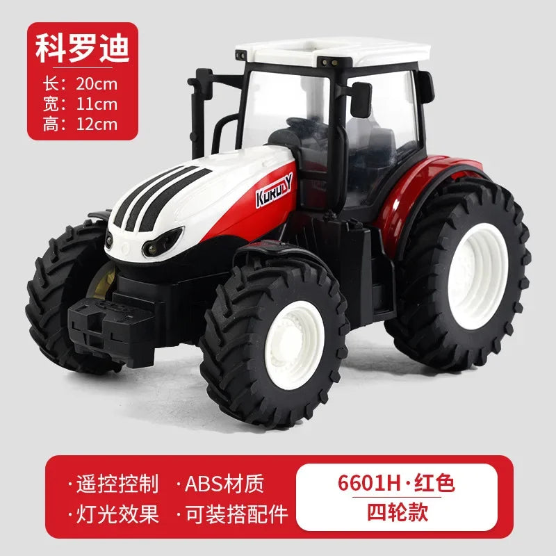 Camión tractor con remolque RC 1/24, vehículo agrícola eléctrico de ingeniería de 2,4 G, cosechadora, equipo agrícola, juguetes para niños, regalos.