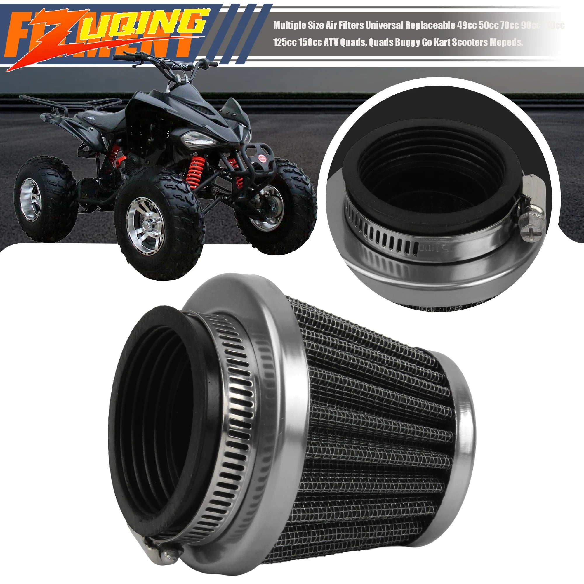 44mm Motorcycle Air Filters Systems For 50 70CC 90CC 110CC 125CC Universal ATV Pit Dirt Bike Go Kart Quad Motocross Accessories