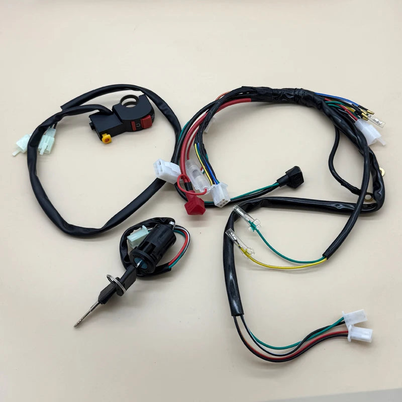 Motorcycle Electrics Wiring Harness Ignition CDI Spark Plug Kit For 50 70 90cc 110cc 125cc Scooter Dirt Bikes Quad Dirt Bike ATV