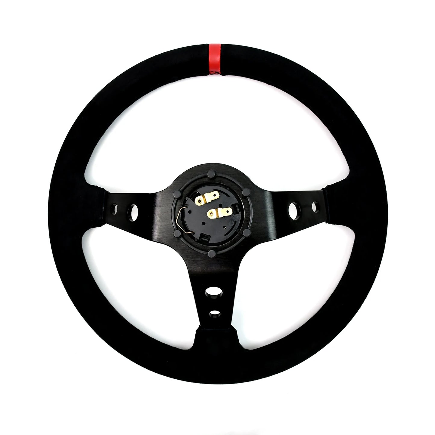 TIYPEOR 14Inch JDM Real Suede Leather Car Rally Racing JDM Steering Wheel Volantes For VW HONDATOYOTA