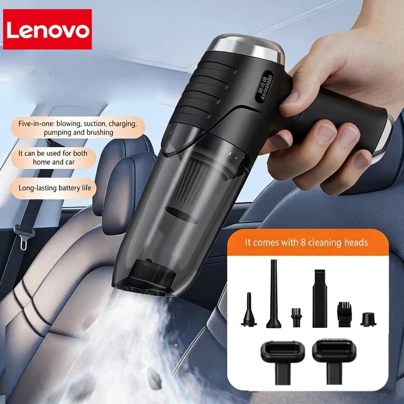 Lenovo 8-in-1 Car Vacuum Car Vacuum Cleaner Portable Mini Cordless Vacuum 45000pa Powerful Car Suction Machine For Car Home New