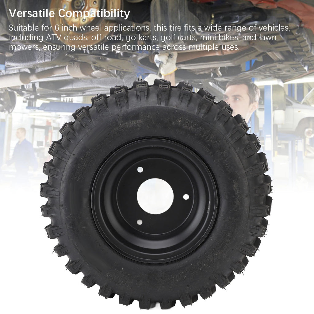 13x4.1-6 Tubeless Tire with Rim Excellent Traction 6 Inch Tubeless Tire Vacuum Improve Vehicle Handling for Go Kart  Cart