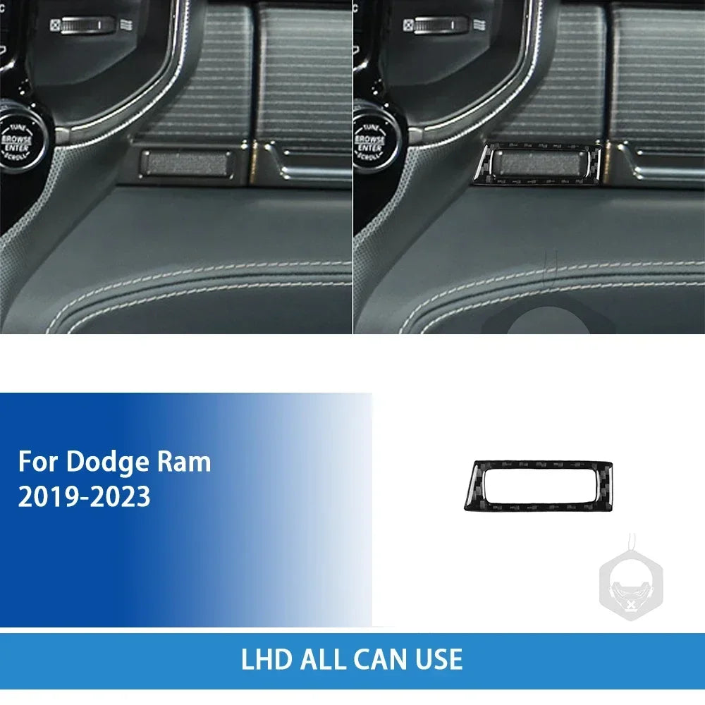 For Dodge Ram 2019 2020 2021 2022 2023 Accessories Carbon Fiber Car Interior Grar Handle Air Outlet Trim Sticker Decoration
