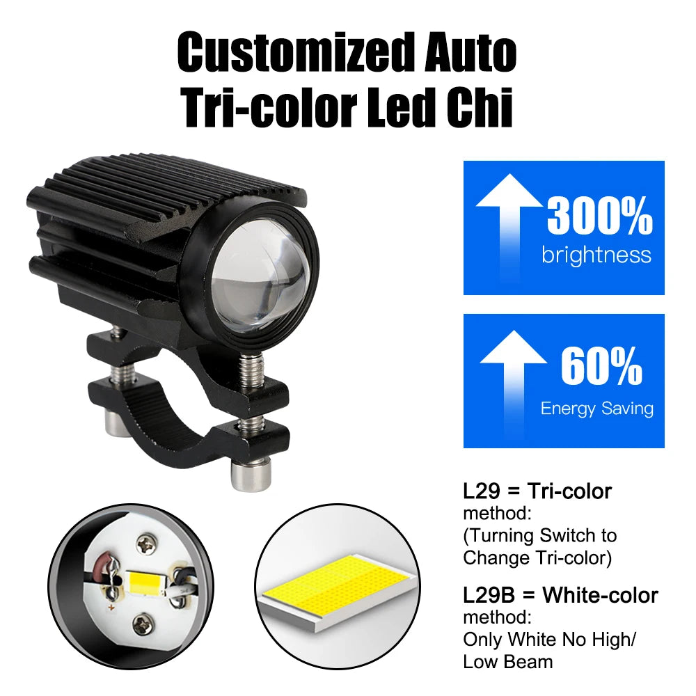 Motorcycle electric vehicle front headlights, locomotive LED 12-84V ultra bright spot lights, auxiliary road modified headlights