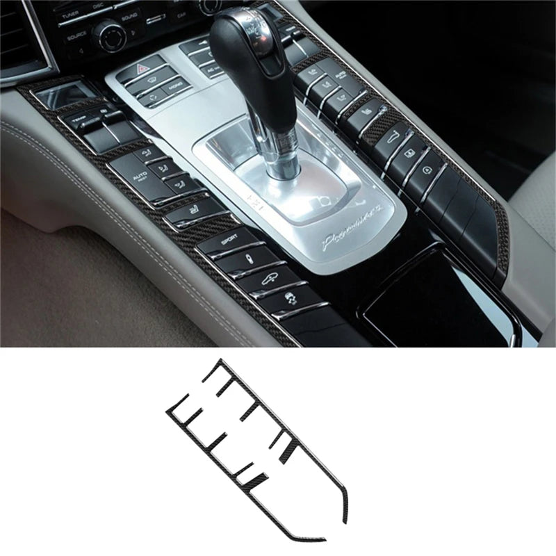 For Porsche Panamera 2010-2016 Car Accessories Carbon Fiber Interior Auto Gear Shift Panel Cover Frame Trim Sticker