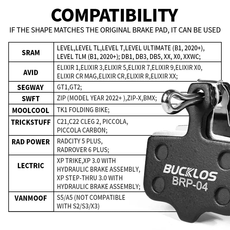BUCKLOS Resin Disc Brake Pad For SRAM AVID Wear-resistant Hydraulic Brake Pads MTB Brake Pads for DB3 DB5 ELIXIR Cycling Parts