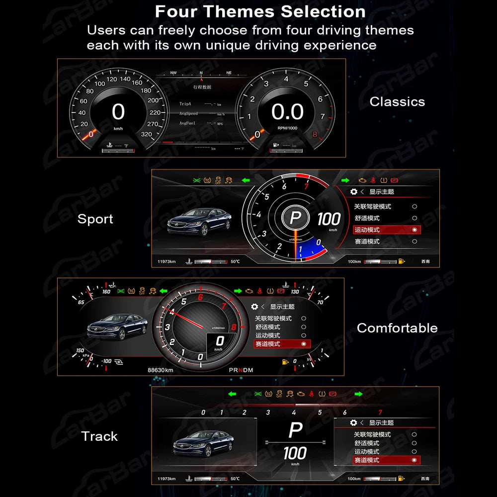12.3" LCD Dashboard Screen For Chevrolet Camaro 2015-2023 6th Generation Car Digital Instrument Cluster