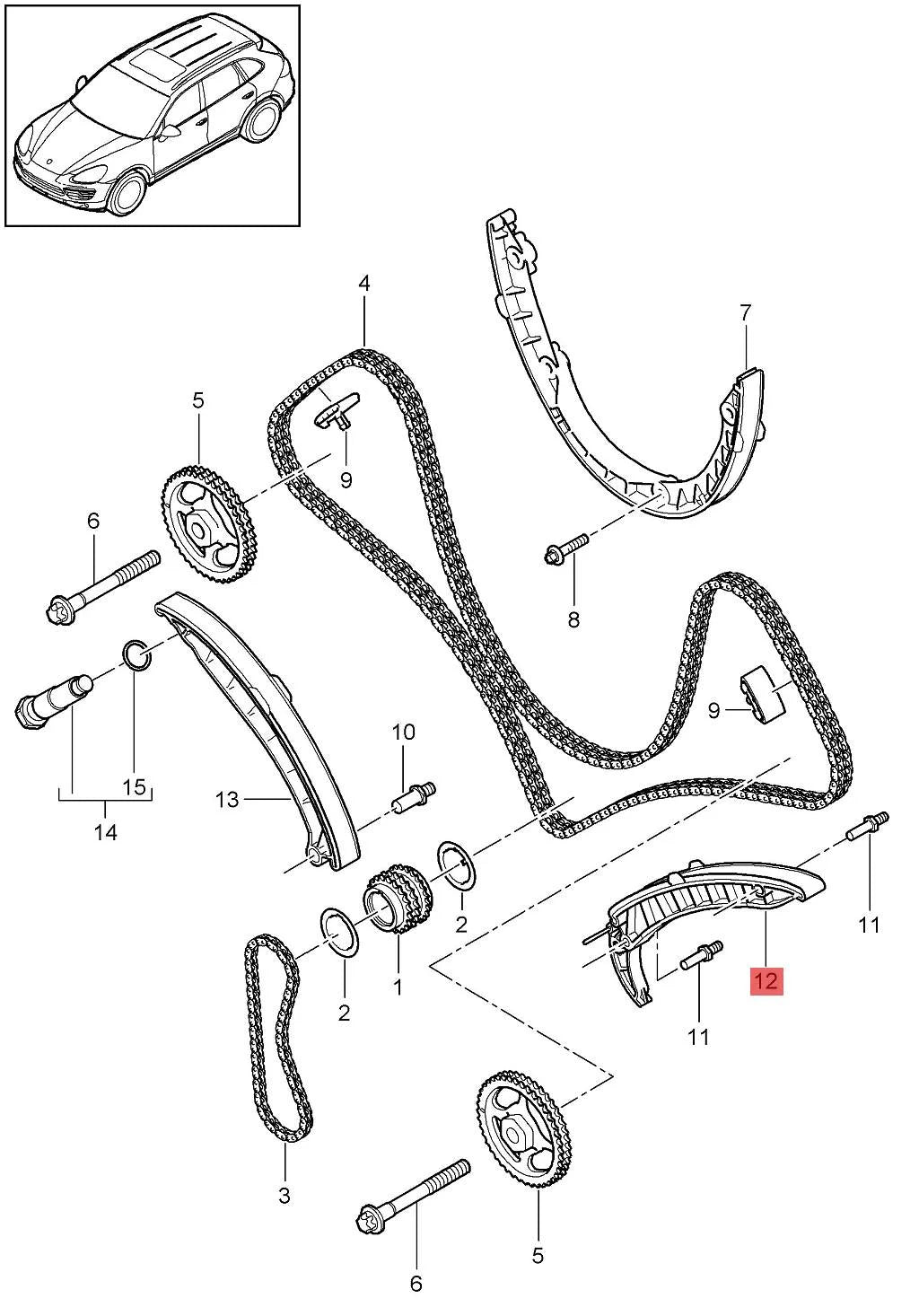 94810506811 Guide rail of timing chain (right) for Porsche Cayenne Panamera 970 4.8 engine