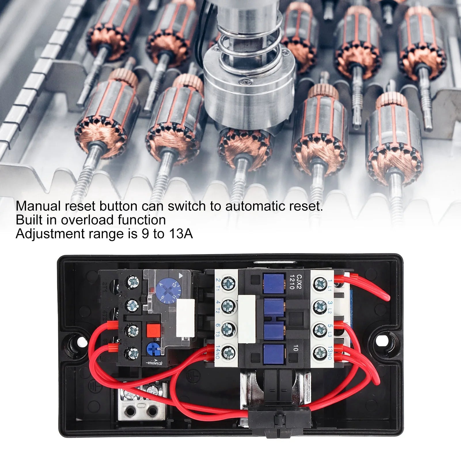 Electric Motor Starter Magnetic Starter Water Proof Flame Retardant Magnetic  Box Single Phase 220V 230V 9‑13A