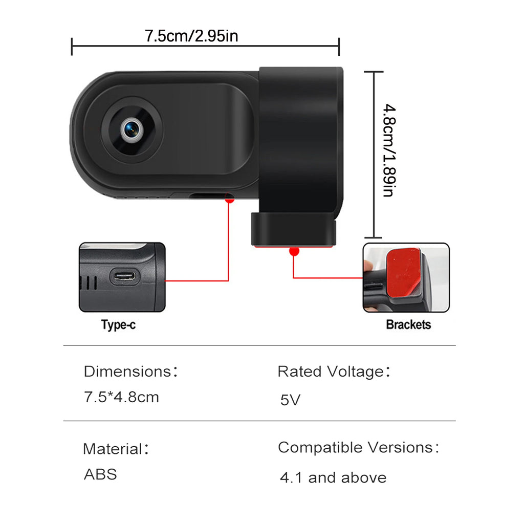HD Mini Car DVR Dash Cam Front Car Camera with Night Vision 360° Rotation Video Recorder For Android ADAS LDWS Navigation Unit