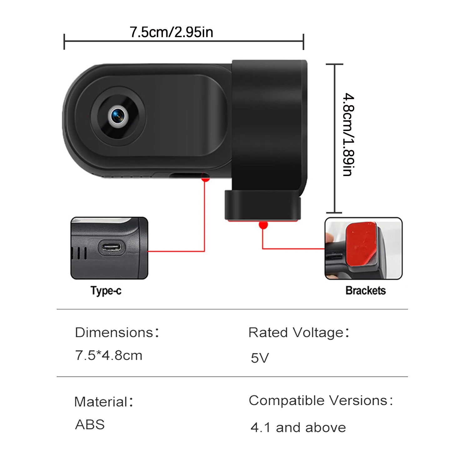 HD Mini Car DVR Dash Cam Front Car Camera with Night Vision 360° Rotation Video Recorder For Android ADAS LDWS Navigation Unit