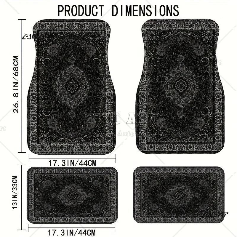4pcs Moroccan Universal Vintage Car Floor Mats Front And Rear Seat Protection for All Vehicles Four Seasons Universal Car Carpet