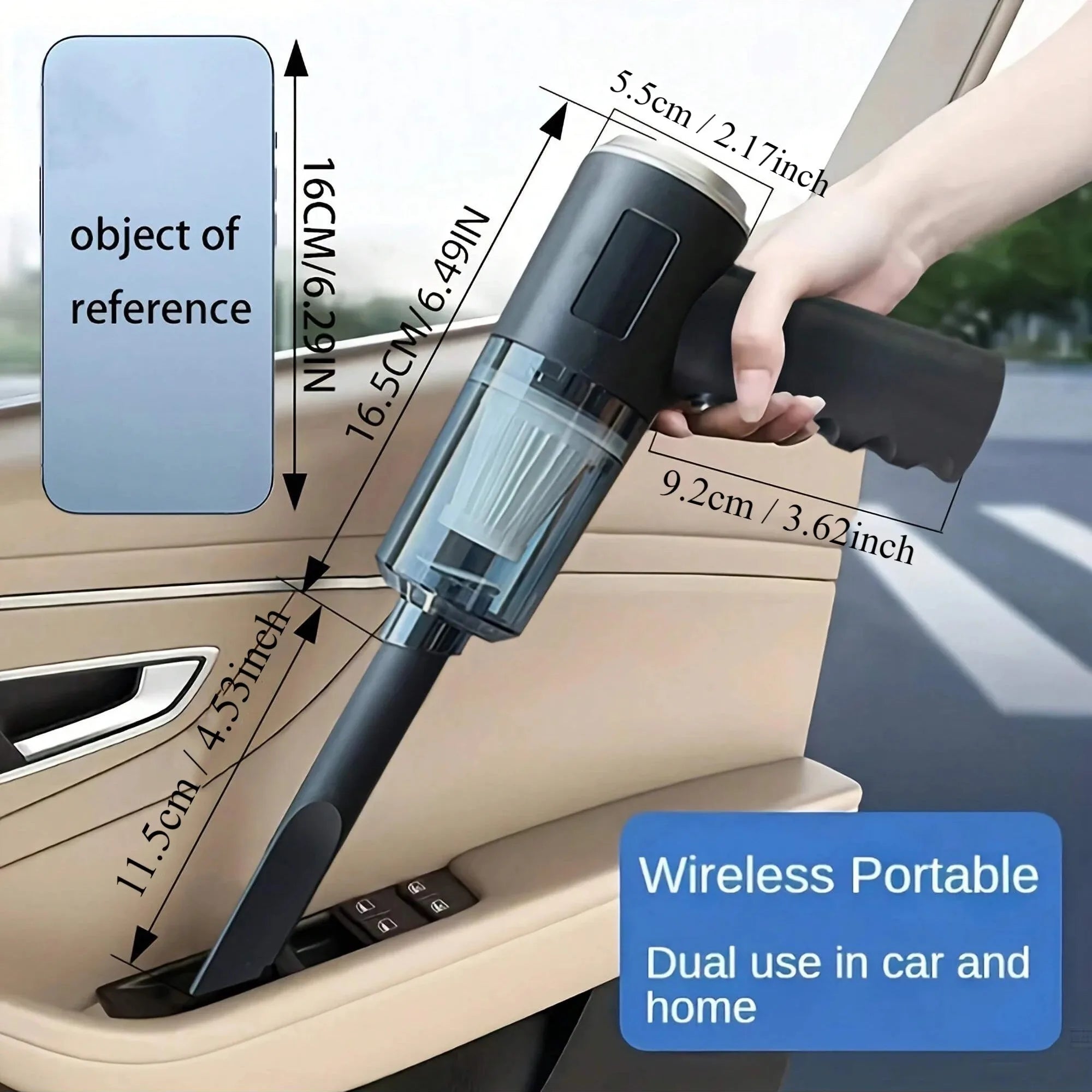 Portable Car Vacuum Cleaner Compact Convenient for Home Use Includes 4 Accessories Long Battery Life