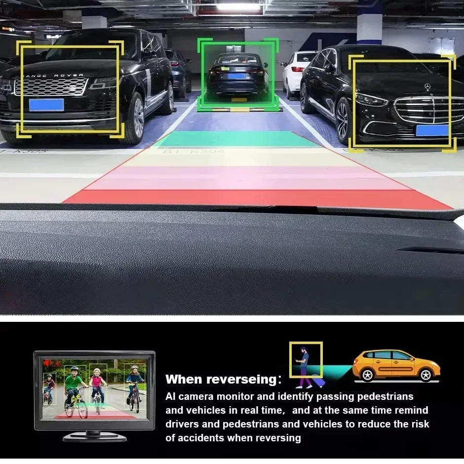 ADAS AI Intelligent Tracking Recognition Car Rear View Parking Cam AHD1080 720P Backup Camera Pedestrian Detection and Warning