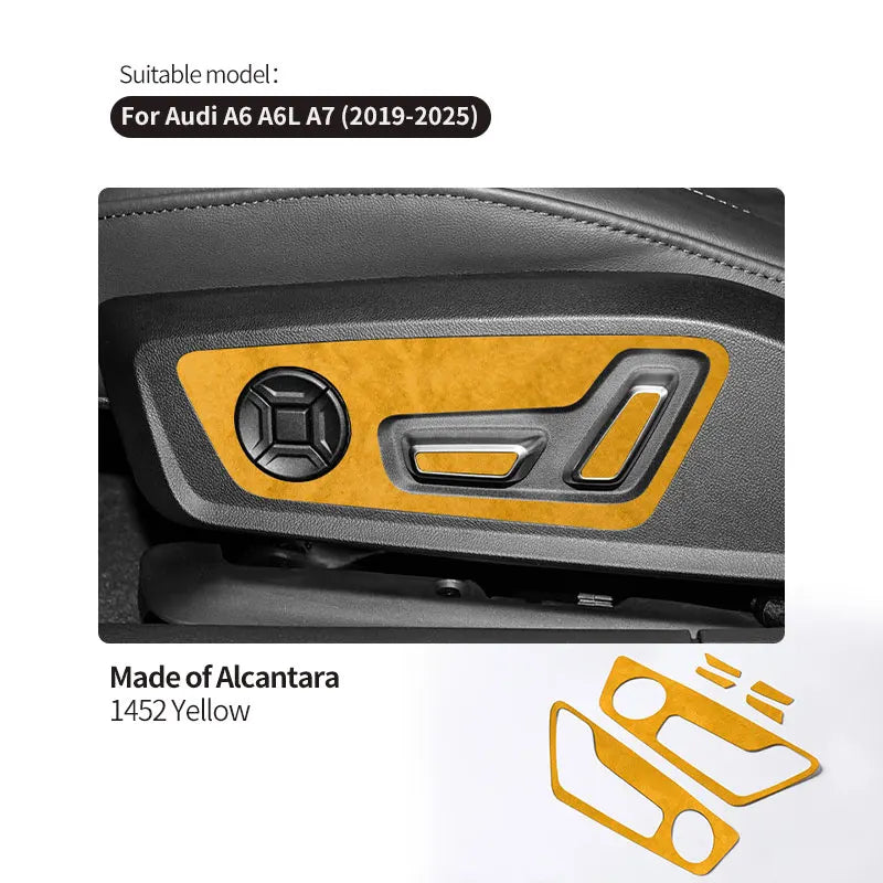 For Audi C8 A6 A7 S6 S7 (2019-2025) Made of Alcantara Seat Adjustment Buttons Panel Trim Sticker Car Interior Tuning Accessory
