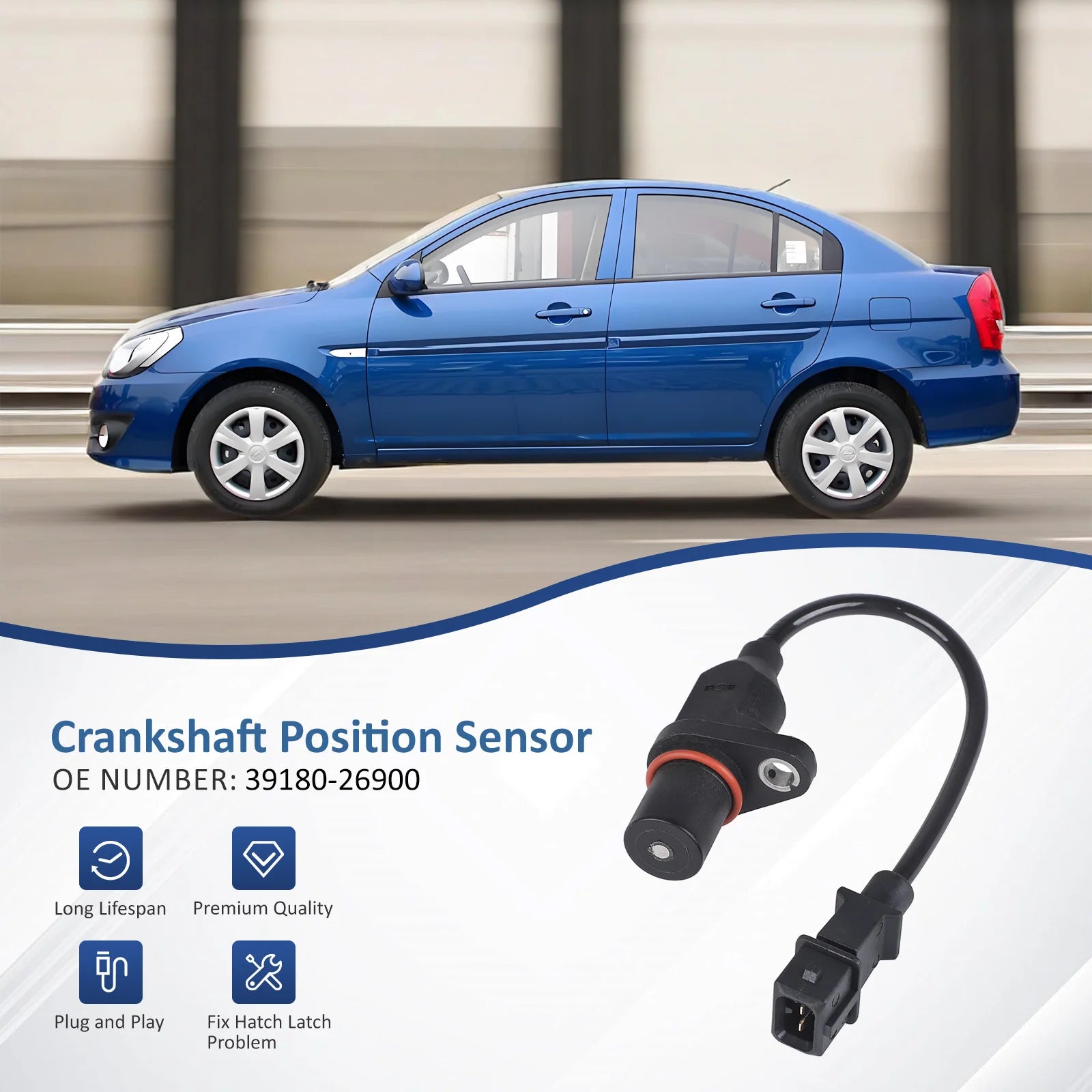 39180-26900 Crankshaft Position Sensor For Hyundai Accent 2000 2001 2002 2003 2004 2005-2011 Kia Rio Rio5 2006-2010 2011 Black