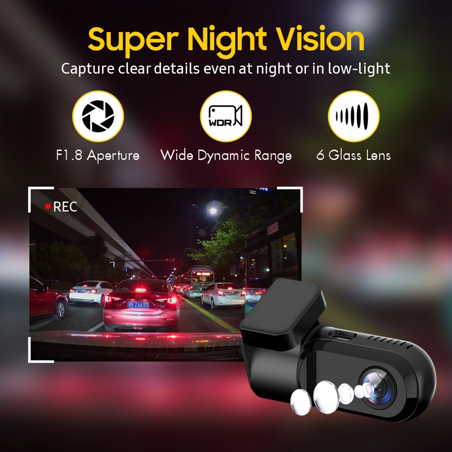 HD Mini Car DVR Dash Cam Front Car Camera with Night Vision 360° Rotation Video Recorder For Android ADAS LDWS Navigation Unit