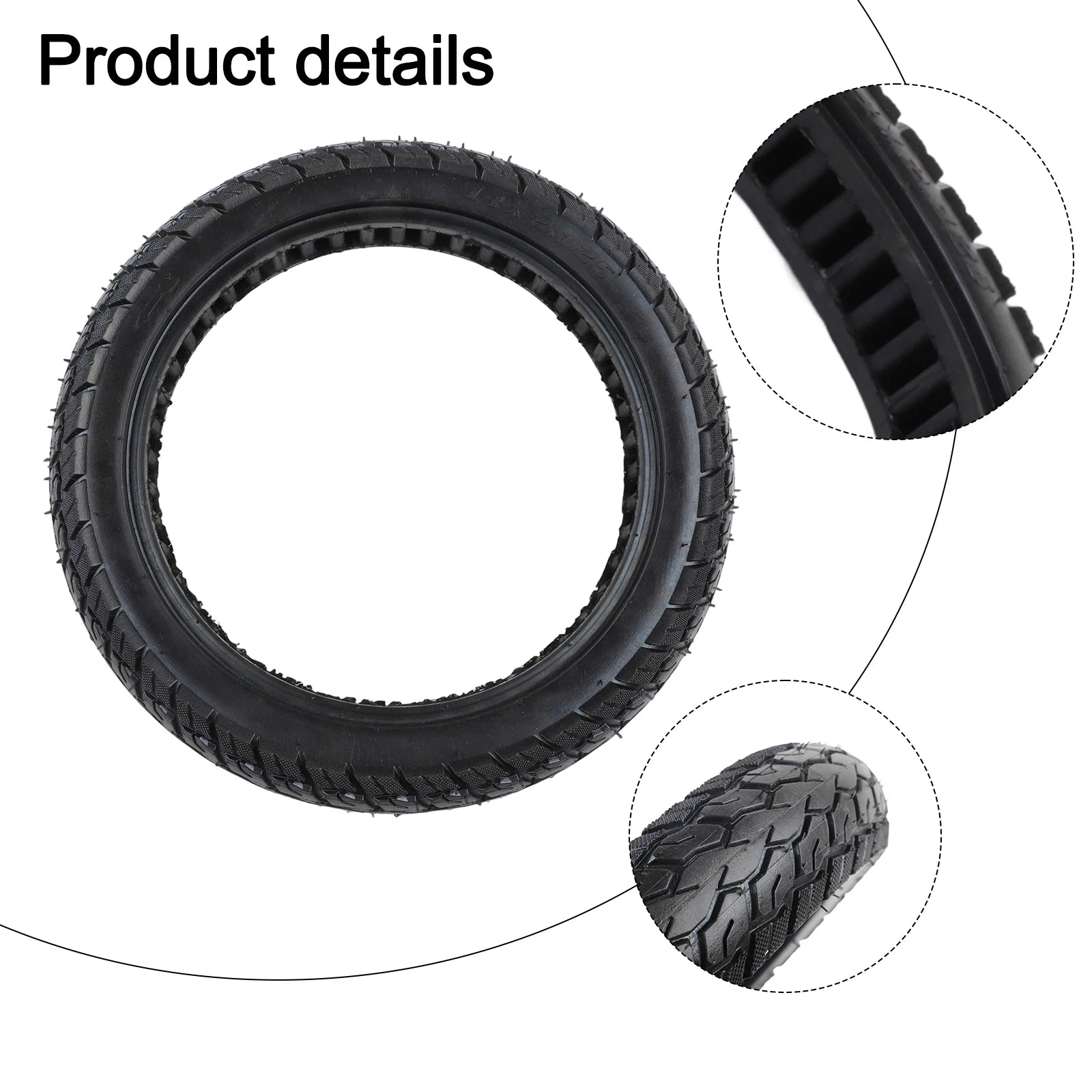 14 Inch Electric Bicycle Tyre 14x2.125(57-254) Solid Tire Puncture-proof High Quality Rubber Tubeless Tires Electric Bike Parts