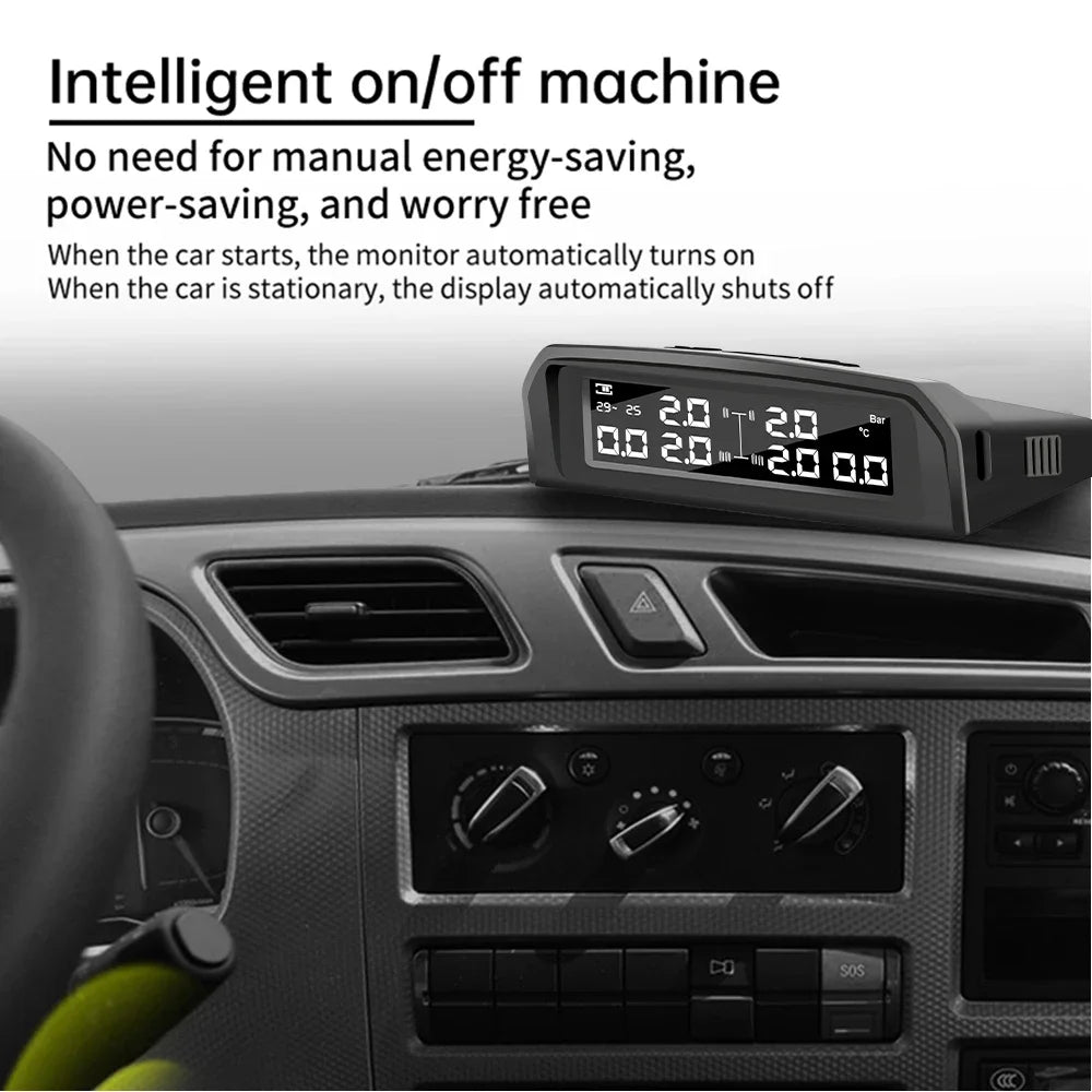 Temperature Warning Tire Pressure Monitoring System Solar TPMS With 6 External Sensors Car Tyre Pressure Monitor for   Truck RV