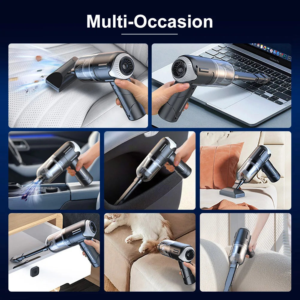 Mini Portable Vacuum Cleaner Rechargeable 12000PA High Power Cordless Handheld Vacuum Air Duster with HEPA Filter for Car Home