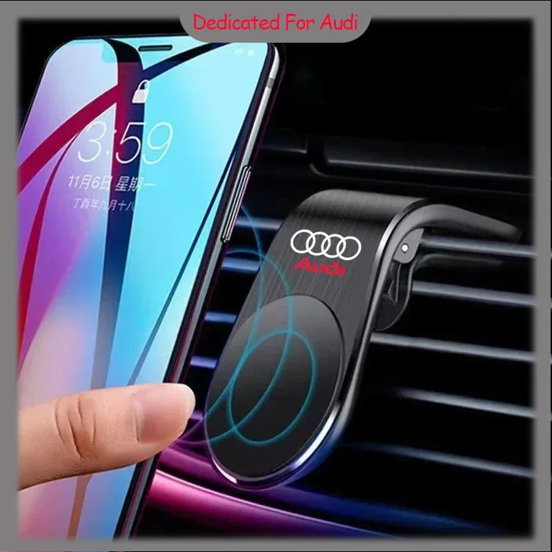 Magnetic Car Phone Holder Metal Stand Accessories For Audi Sline RS A3 A4 A6 A5 Q5 A1 Q7 Q3 Q2 Q8 A7 A8 TT S1 SQ5 RSQ3 RSQ8