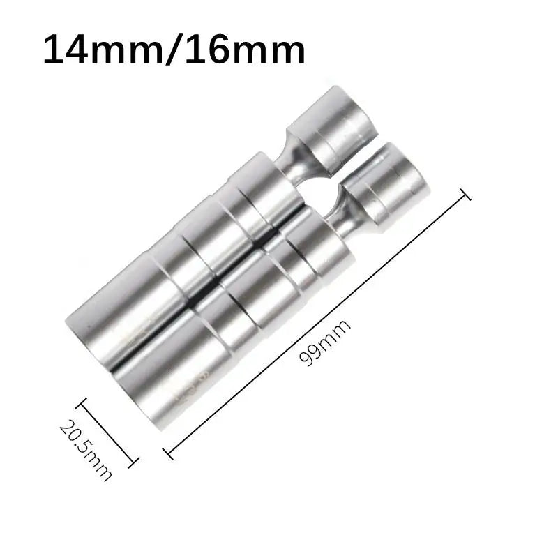 Magnetic Spark Plug Socket Adapter Set - 14mm 16mm Thin Wall with Universal Joint, 3/8" Drive for Secure Removal & Installation