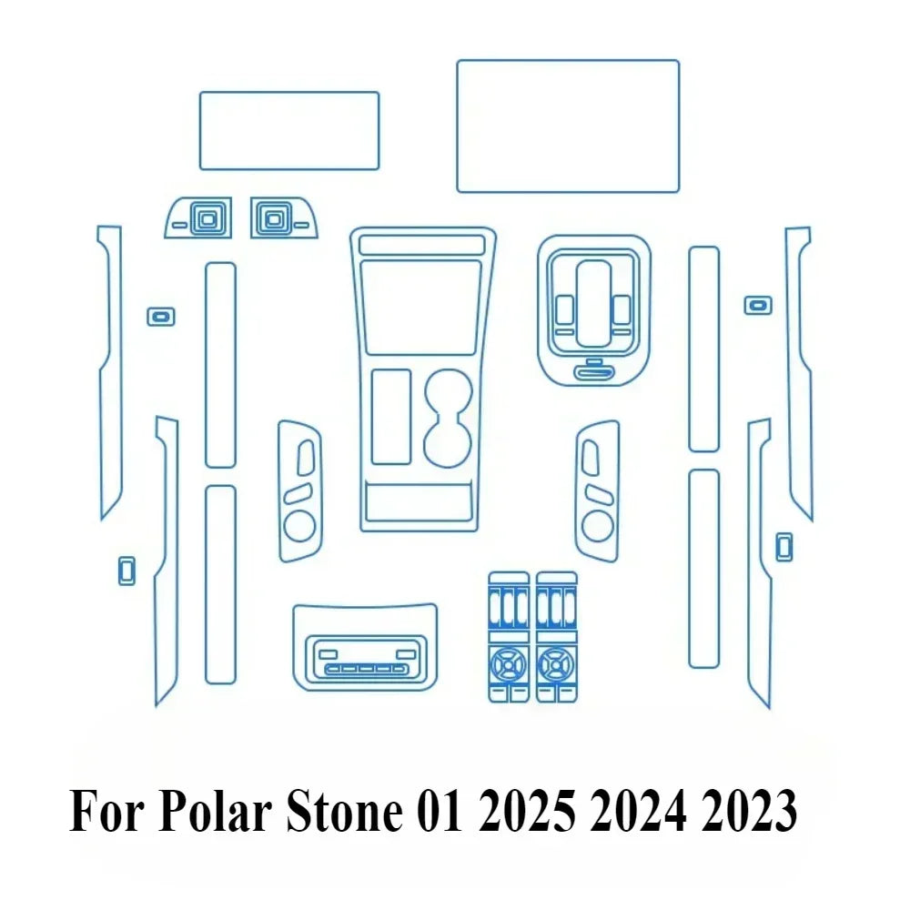 For Polar Stone 01 2024 2025 Accessories Car Interior Film Transparent TPU Gear Panel Navigation Center Console PPF Protection