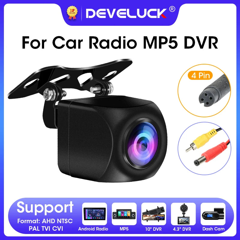 AHD 1080P Rear View Camera Fisheye Lens For DVR Dash Cam Car Radio MP5 Night Vision Reverse Camera 4 pin Waterproof NTSC PAL TVI
