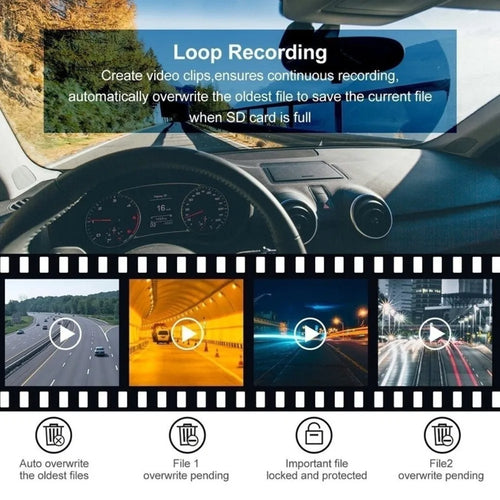 1080P Dual Dash Cam Front Rear 4 Inch LCD Night Vision 170 Degree Wide Angle G Sensor Loop Recording Parking Monitor Car DVR
