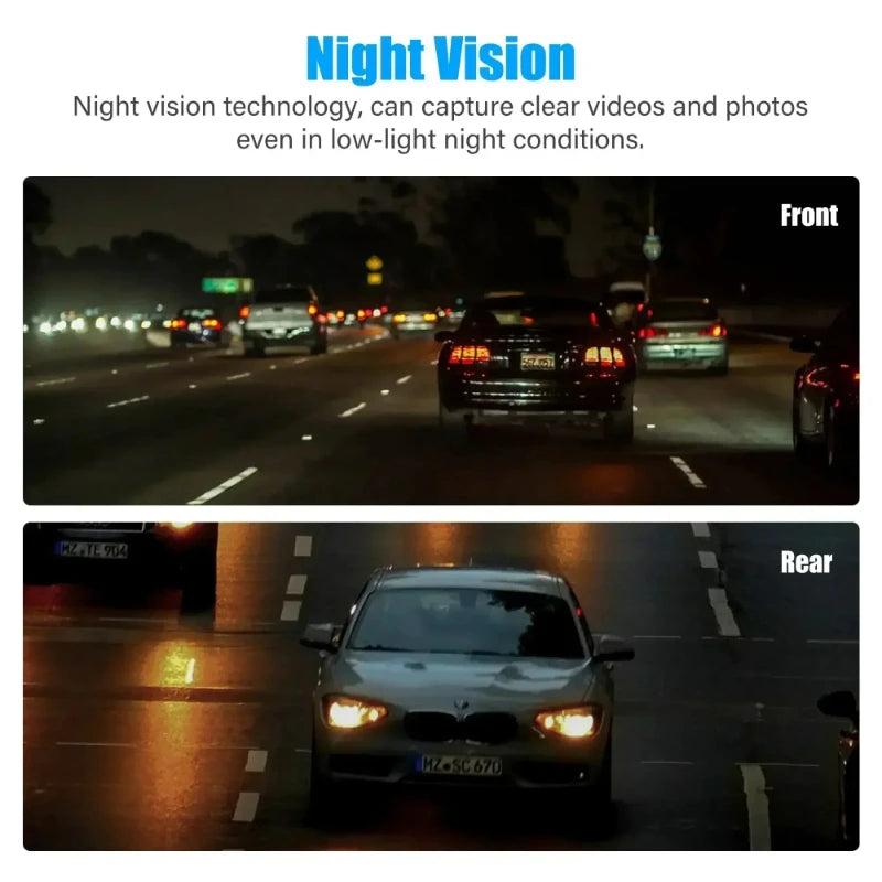 Dash Cam Front Rear View Camera Video Recorder Dual Lens Car DVR Cycle Recording Night Vision G Sensor 1080P Dashcam 4 Inch