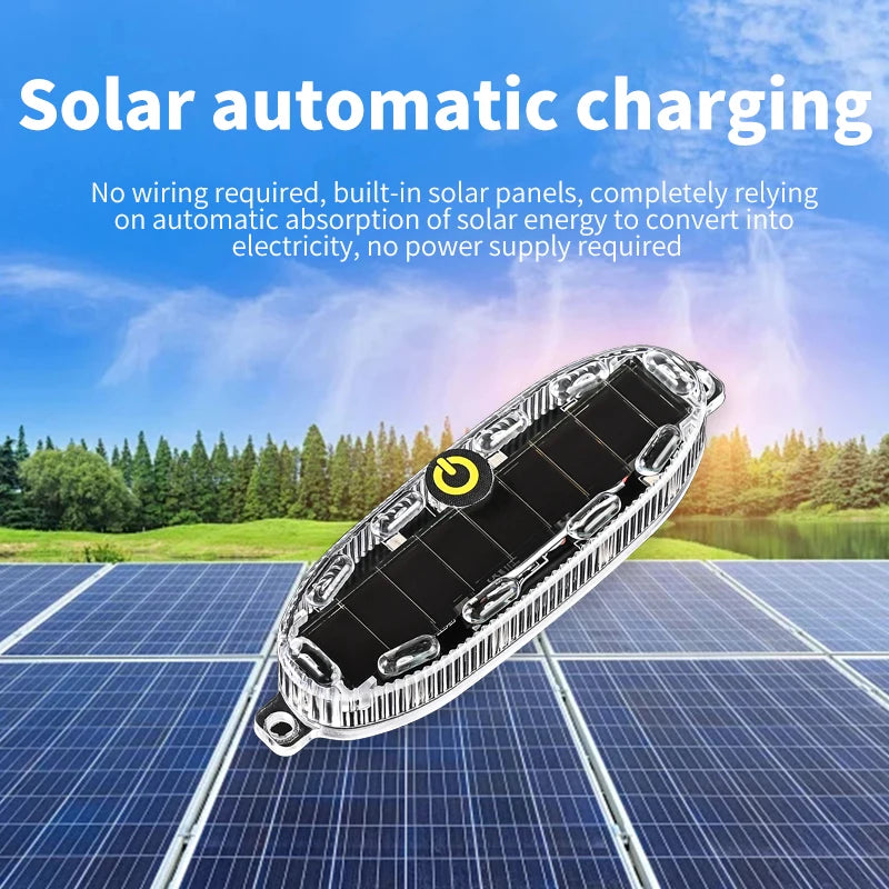 Motorcycle and electric vehicle solar warning flashing lights, anti rear end flash lights, wireless car rear grille lights witho