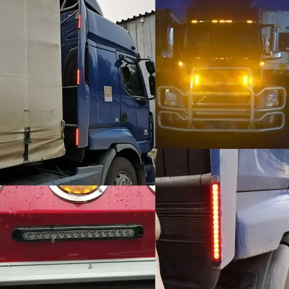 Car Light Bar 15-LED, Multi-Function Brake/Signal/Side Marker/Turn Warning Rear Light for Truck SUV RV 12V/24V