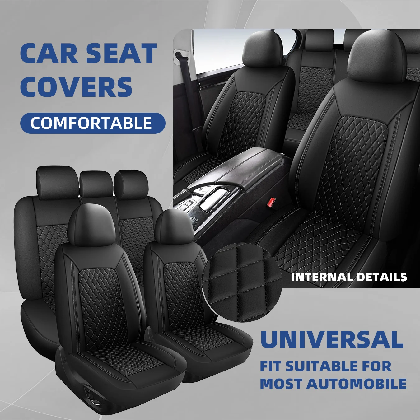 Car Seat Covers Full Set Front Split Rear Bench For Car Universal Cloth SUV Sedan Van Automotive Interior Covers  0910