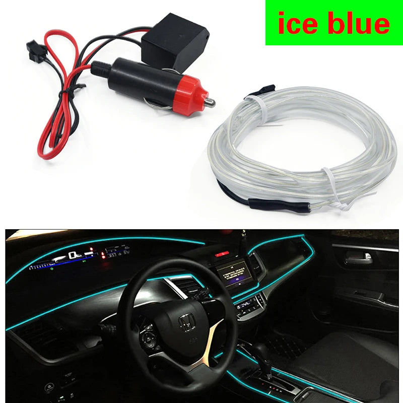 LED Car Ambient Lamp Car Interior Decoration Light Cold Light Strips  Waterproof Dashboard Console Lamp1/2/3/4/5M 12V Universal