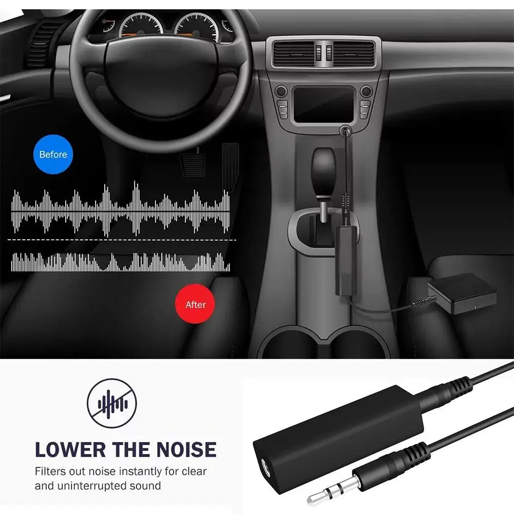 Car 3.5mm Aux Audio Noise Filter Ground Loop Noise Isolator Eliminate Stereo Audio System Car Accessories