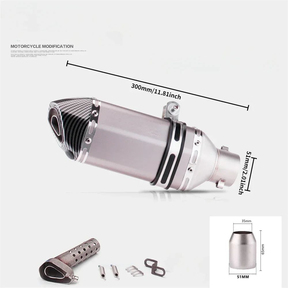 Tubo de escape da motocicleta 51mm com silenciador modificar motocross silenciador para Z400 250 R15 R3 sujeira pit bike scooter