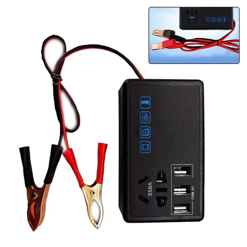 Car Power Inverter 12V/24V DC To 220V AC Car Converter Charger Adapter Outlet USB Converter Port Ideal for Cars, Trucks & RVs