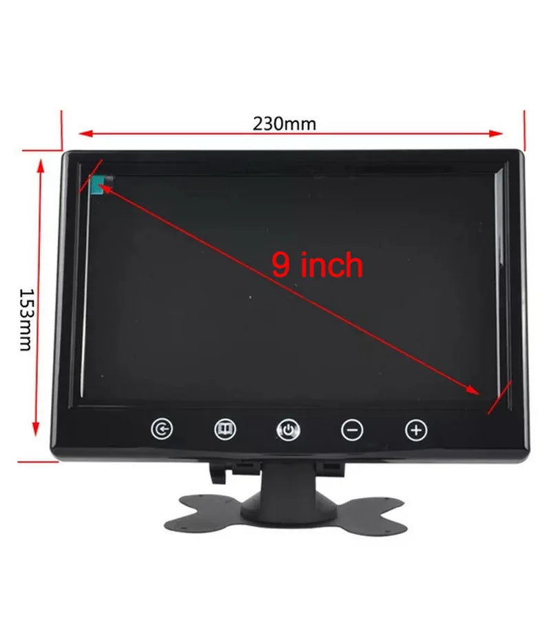 9 Inch Digital Car Monitor High Resolution Color TFT LCD With 2 Video Input Car Parking Assistance Monitors  For Rearview Camera