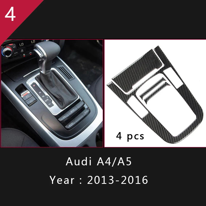 For Audi A4 S4 RS4 B8 8K A5 S5 RS5 8T 8F Carbon Fiber Interior Auto Gear Shift Panel Cover Frame Trim Sticker Car Accessories