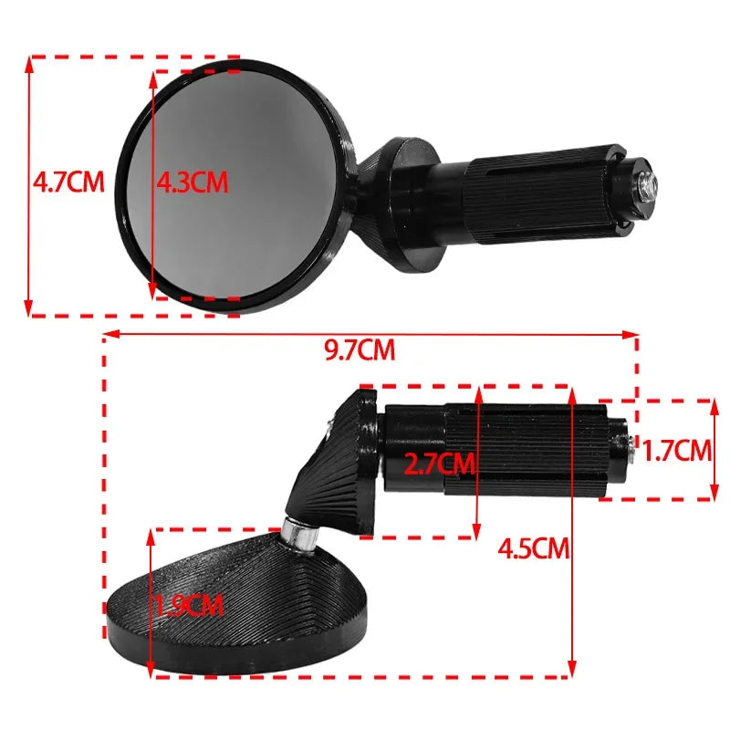 Motorcycle Accessories Reflective Mirror Aluminum Alloy Electric Car Mini Plug Small Round Mirror Boutique Rearview Mirror