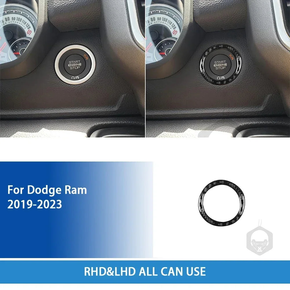 For Dodge Ram 2019 2020 2021 2022 2023 Accessories Carbon Fiber Car Interior Grar Handle Air Outlet Trim Sticker Decoration