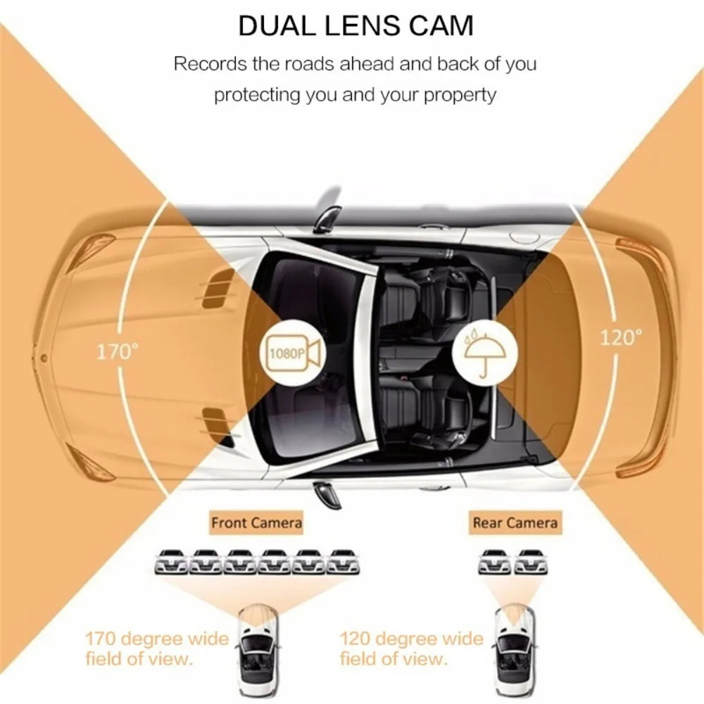 1080P Dual Dash Cam Front Rear 4 Inch LCD Night Vision 170 Degree Wide Angle G Sensor Loop Recording Parking Monitor Car DVR