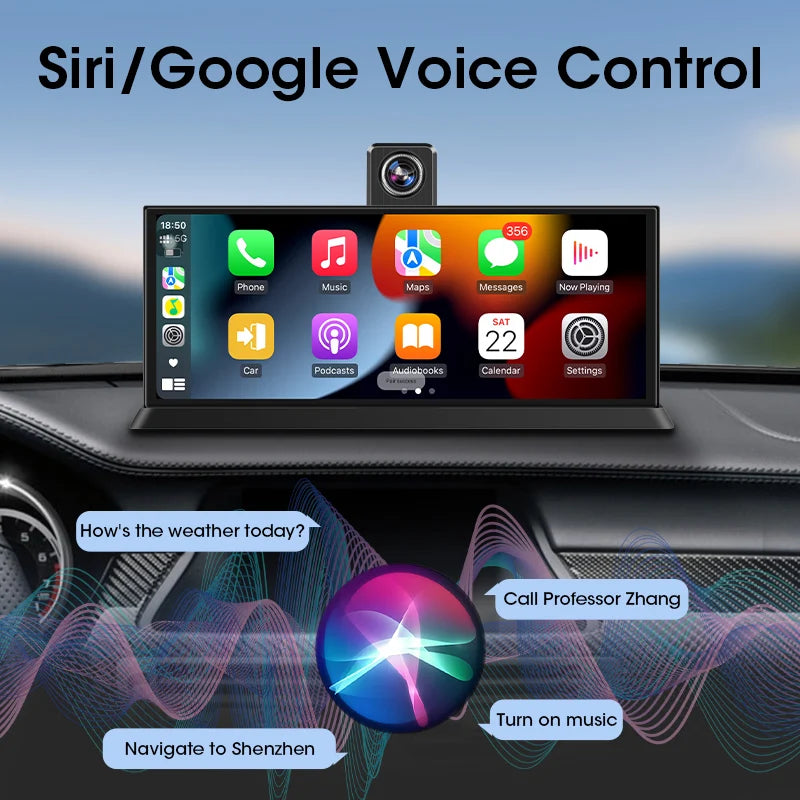 10/11.26" 4K ADAS Car DVR 360° Rotate Dashcam 1080P Rear Camera Wireless Carplay&Android Auto Adas GPS Navigation Dual Recording