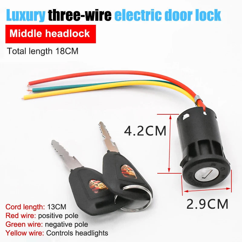 Llave de encendido para bicicleta eléctrica, cerradura de encendido portátil para scooter eléctrico, componentes de bicicleta eléctrica