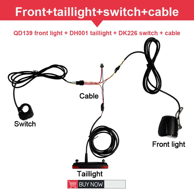 Interruptor de luz y bocina para bicicleta eléctrica, faro delantero, bicicleta eléctrica, scooter, luces delanteras, traseras, luces de advertencia, piezas, accesorios, 12 V-72 V